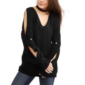 Chunky Pullover Knit Cut-Out Tunic Sweater